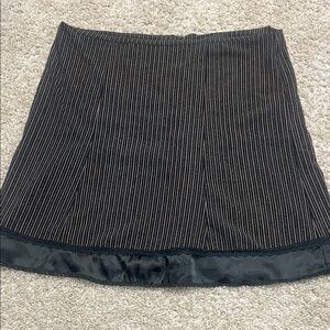 Morbid Threads Black Pinstripe Goth  Women's Skirt with Satin Hem Sz XL